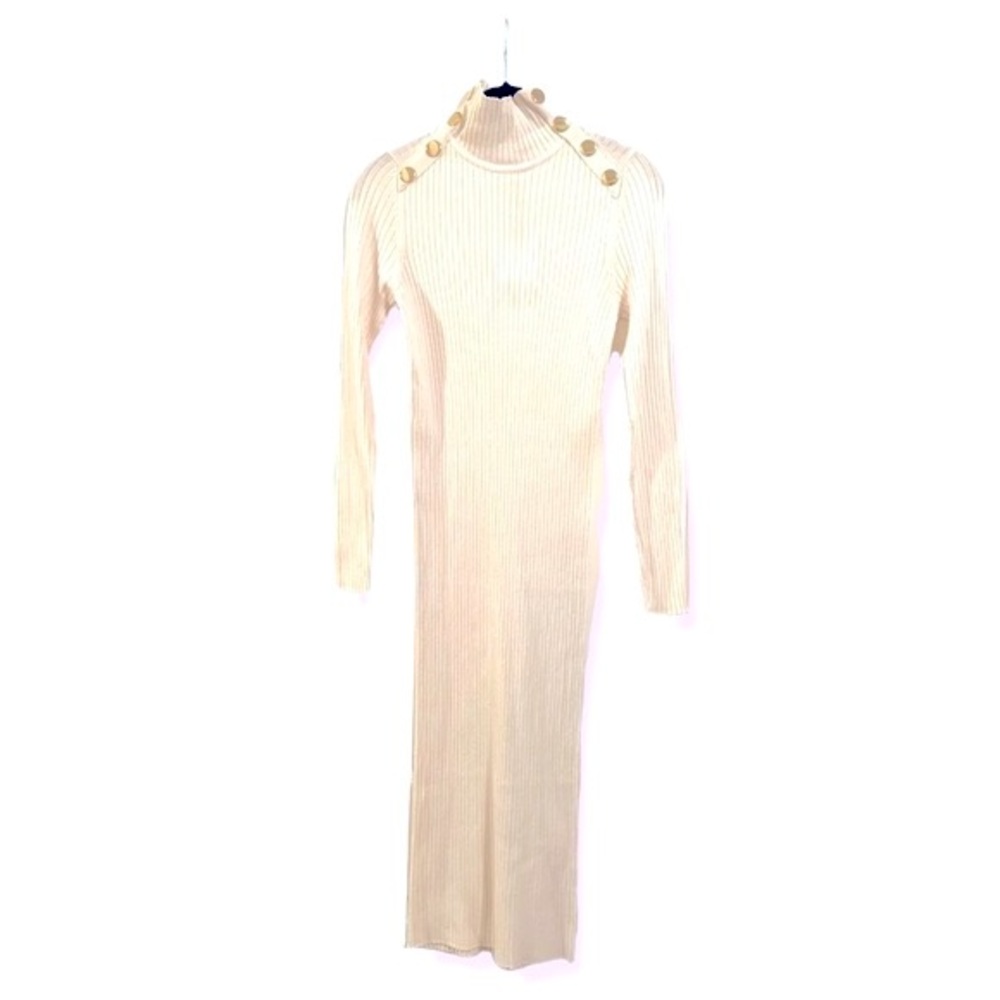 NEW Zara Women’s Off-White Long Sleeve Bodycon Sweater Dress Size M